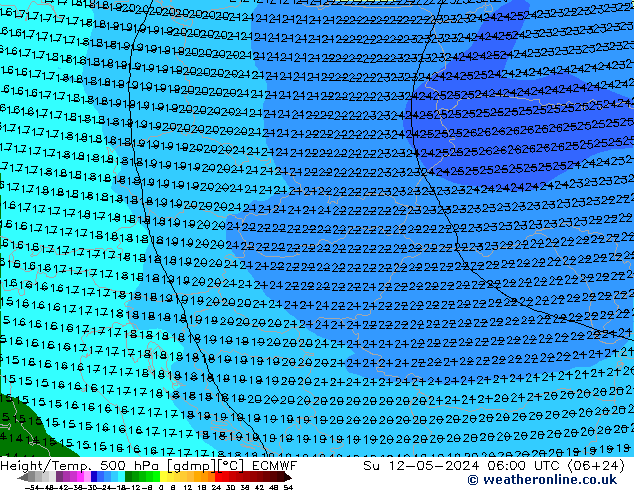 Z500/Rain (+SLP)/Z850 ECMWF Su 12.05.2024 06 UTC