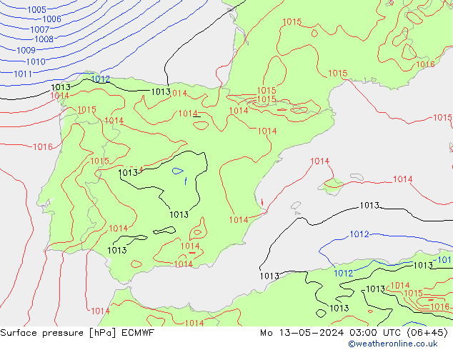 pression de l'air ECMWF lun 13.05.2024 03 UTC