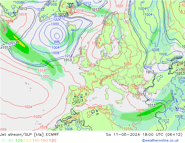 Polarjet/Bodendruck ECMWF Sa 11.05.2024 18 UTC