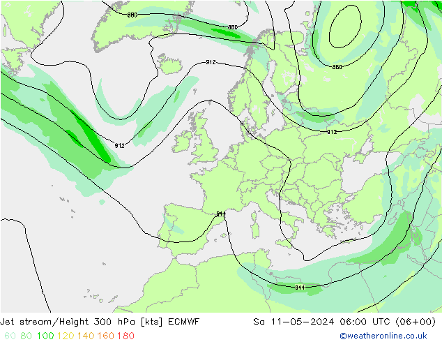 Corriente en chorro ECMWF sáb 11.05.2024 06 UTC