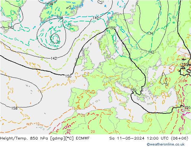 Height/Temp. 850 hPa ECMWF 星期六 11.05.2024 12 UTC