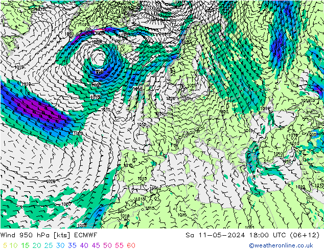 Wind 950 hPa ECMWF Sa 11.05.2024 18 UTC