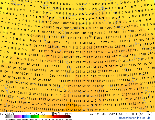 Z500/Rain (+SLP)/Z850 ECMWF dom 12.05.2024 00 UTC