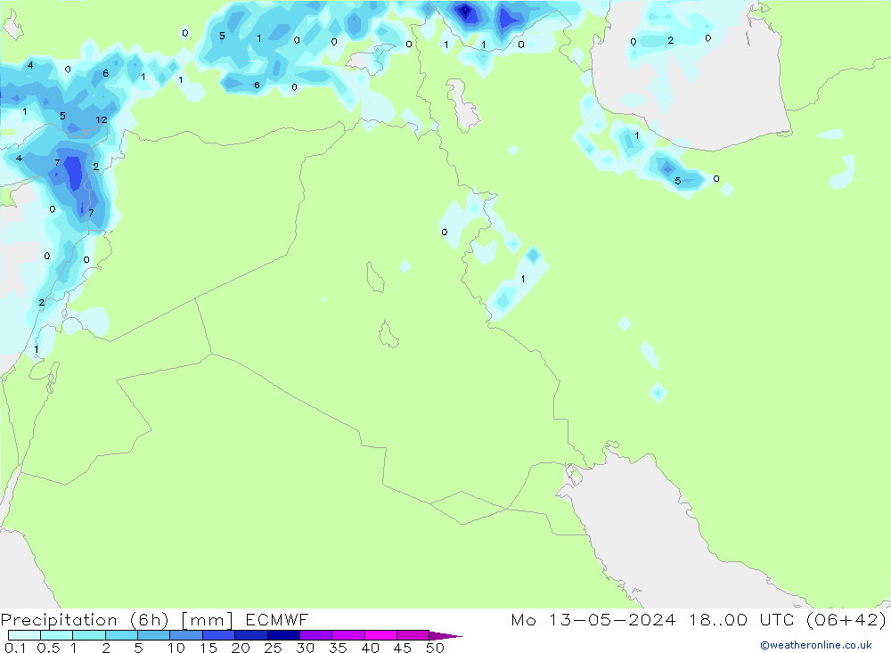 Z500/Yağmur (+YB)/Z850 ECMWF Pzt 13.05.2024 00 UTC