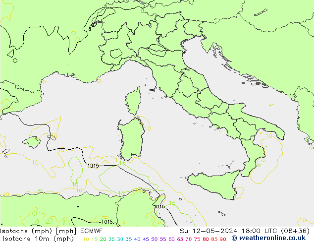 Isotachs (mph) ECMWF Ne 12.05.2024 18 UTC