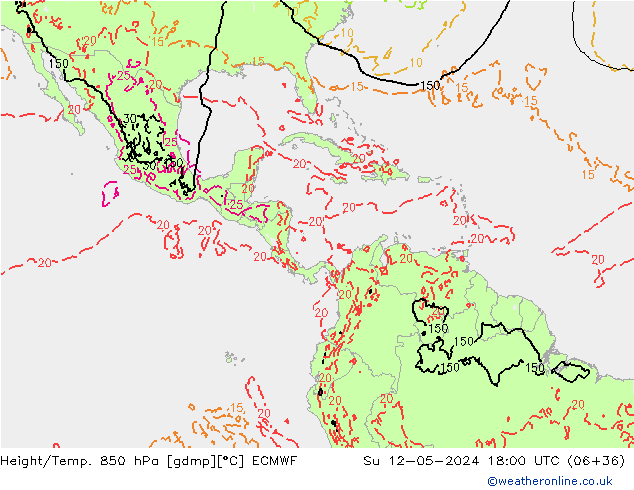Height/Temp. 850 hPa ECMWF Su 12.05.2024 18 UTC