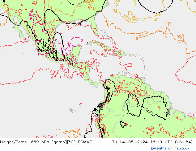 Z500/Regen(+SLP)/Z850 ECMWF di 14.05.2024 18 UTC