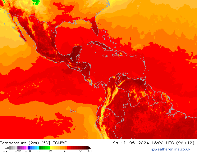 Temperaturkarte (2m) ECMWF Sa 11.05.2024 18 UTC