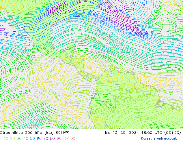 Rüzgar 300 hPa ECMWF Pzt 13.05.2024 18 UTC