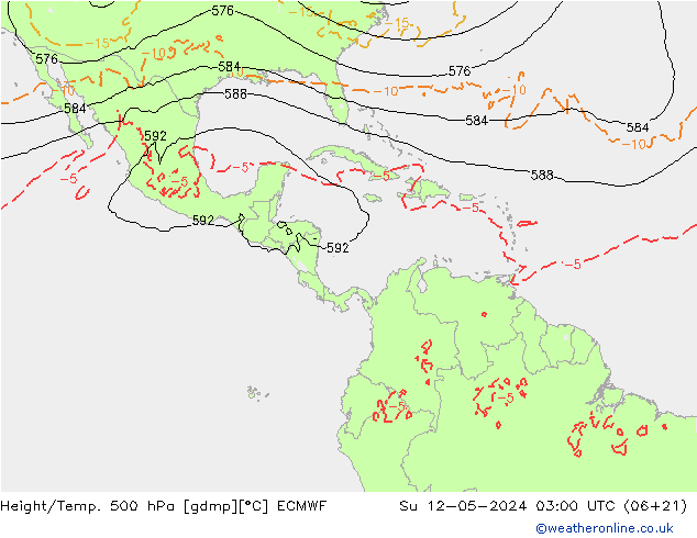 Height/Temp. 500 hPa ECMWF dom 12.05.2024 03 UTC