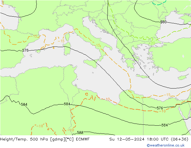 Z500/Rain (+SLP)/Z850 ECMWF Ne 12.05.2024 18 UTC