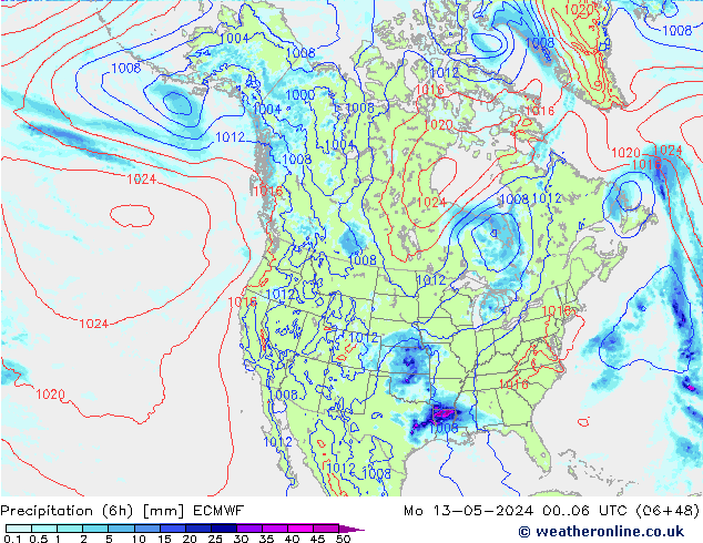 Z500/Rain (+SLP)/Z850 ECMWF Seg 13.05.2024 06 UTC