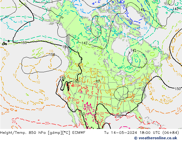 Z500/Rain (+SLP)/Z850 ECMWF Di 14.05.2024 18 UTC