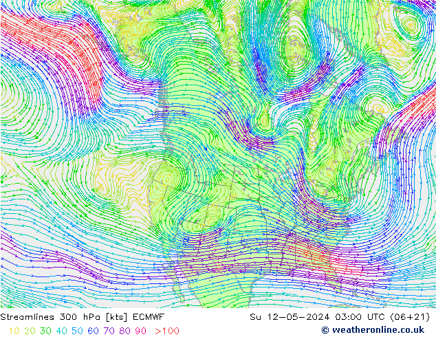 风 300 hPa ECMWF 星期日 12.05.2024 03 UTC