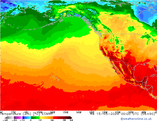 Temperatuurkaart (2m) ECMWF wo 15.05.2024 00 UTC