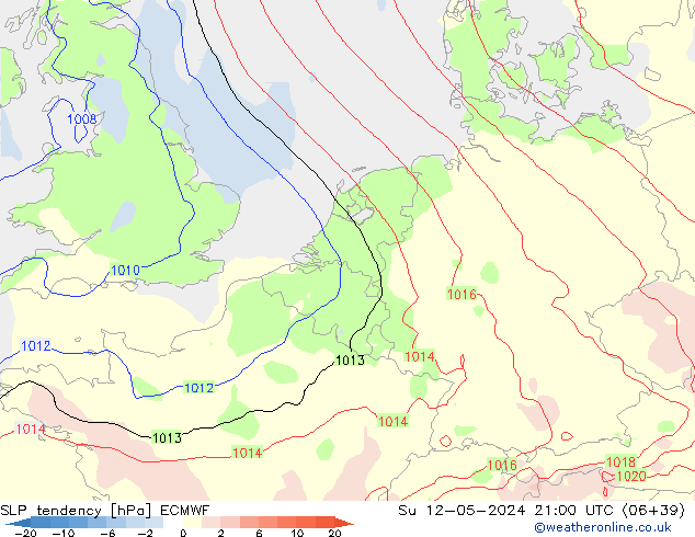 Druktendens (+/-) ECMWF zo 12.05.2024 21 UTC