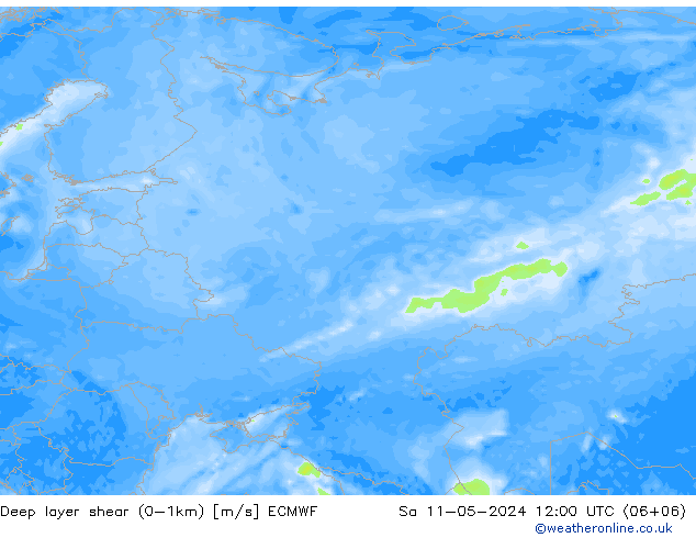 Deep layer shear (0-1km) ECMWF So 11.05.2024 12 UTC
