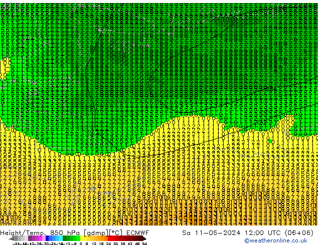 Hoogte/Temp. 850 hPa ECMWF za 11.05.2024 12 UTC