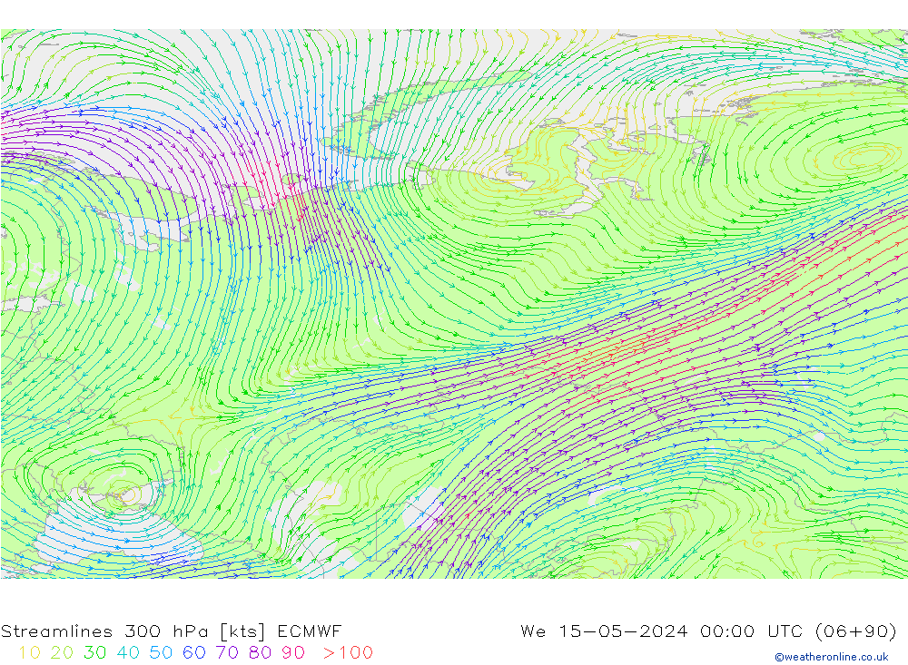 Rüzgar 300 hPa ECMWF Çar 15.05.2024 00 UTC