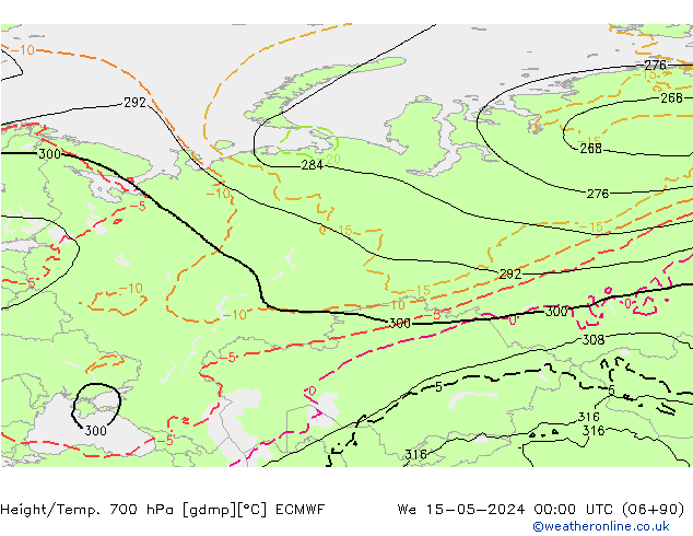 Yükseklik/Sıc. 700 hPa ECMWF Çar 15.05.2024 00 UTC