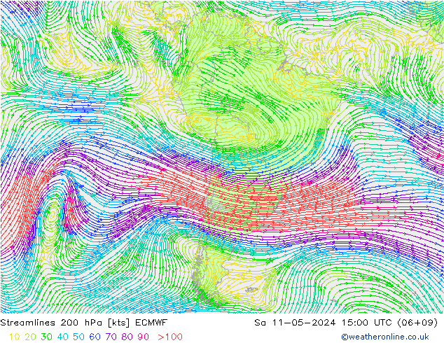 Linea di flusso 200 hPa ECMWF sab 11.05.2024 15 UTC