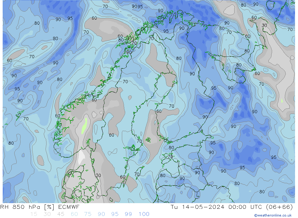 RV 850 hPa ECMWF di 14.05.2024 00 UTC