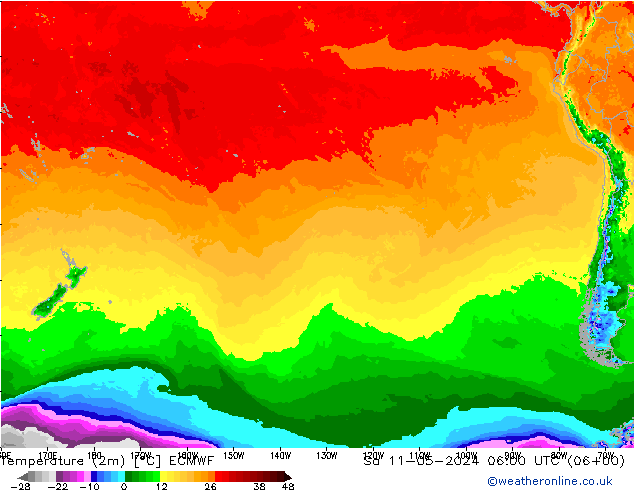température (2m) ECMWF sam 11.05.2024 06 UTC
