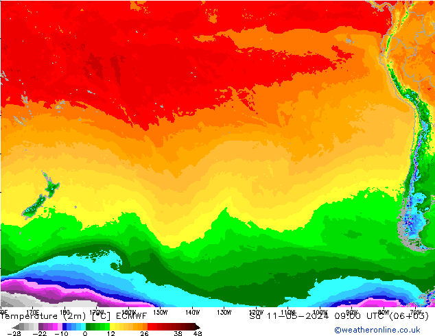 Temperaturkarte (2m) ECMWF Sa 11.05.2024 09 UTC