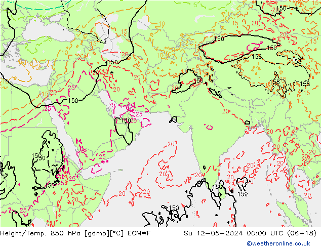 Height/Temp. 850 hPa ECMWF Dom 12.05.2024 00 UTC