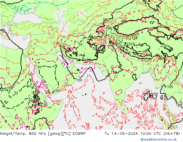 Z500/Rain (+SLP)/Z850 ECMWF  14.05.2024 12 UTC