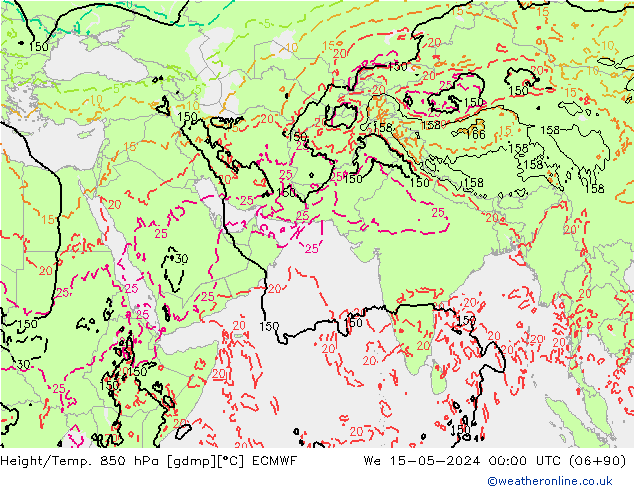 Height/Temp. 850 hPa ECMWF 星期三 15.05.2024 00 UTC