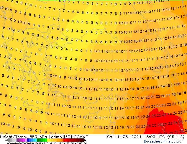 Z500/Rain (+SLP)/Z850 ECMWF сб 11.05.2024 18 UTC