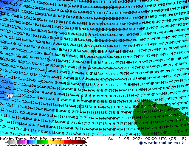 Z500/Regen(+SLP)/Z850 ECMWF zo 12.05.2024 00 UTC