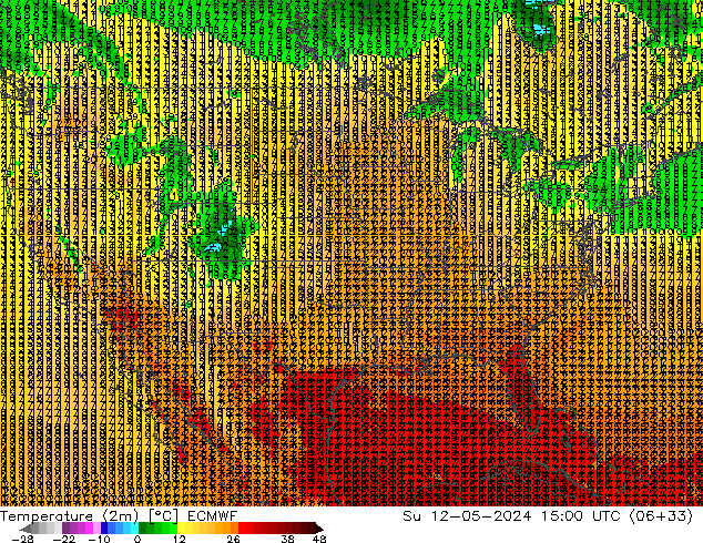 Temperature (2m) ECMWF Su 12.05.2024 15 UTC