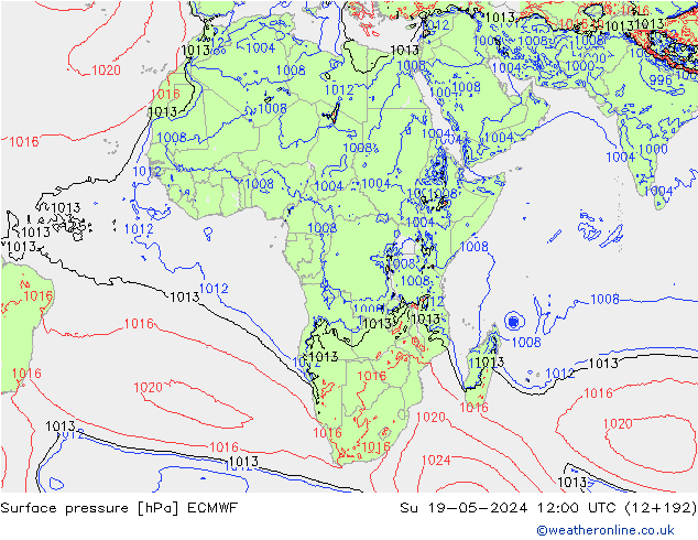 Yer basıncı ECMWF Paz 19.05.2024 12 UTC