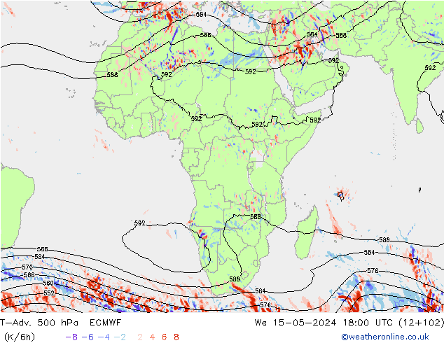 T-Adv. 500 hPa ECMWF wo 15.05.2024 18 UTC