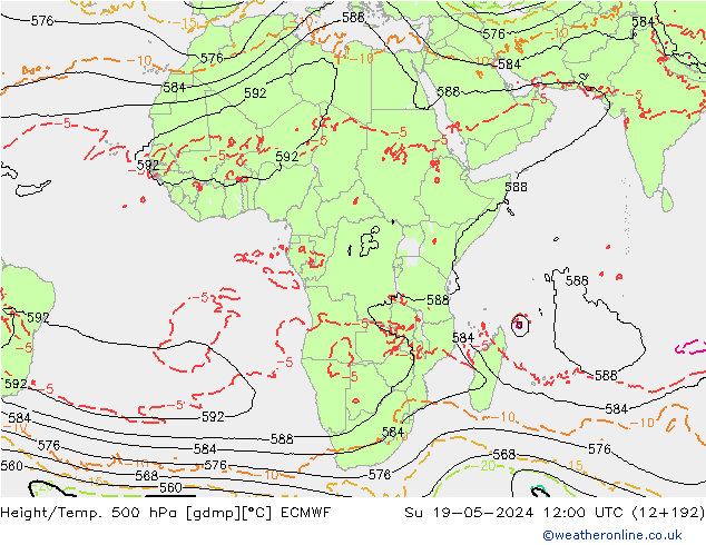 Z500/Rain (+SLP)/Z850 ECMWF Вс 19.05.2024 12 UTC