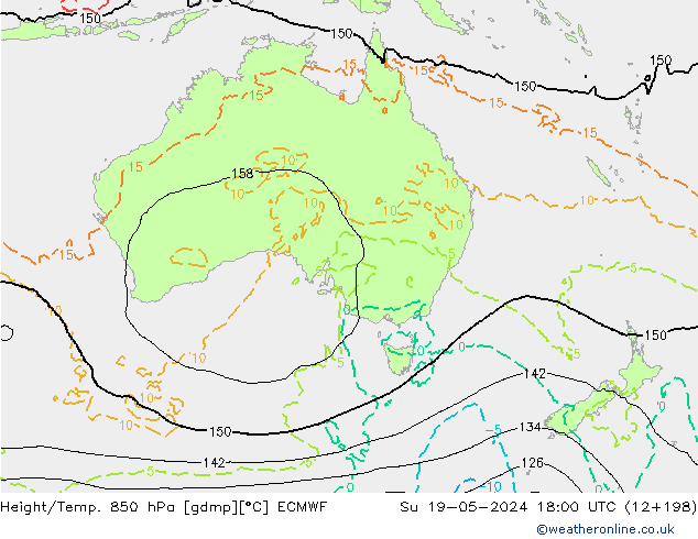 Géop./Temp. 850 hPa ECMWF dim 19.05.2024 18 UTC