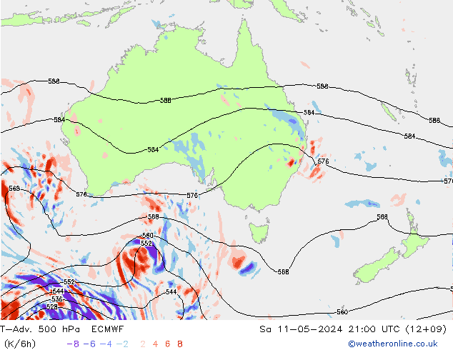 T-Adv. 500 hPa ECMWF Sa 11.05.2024 21 UTC