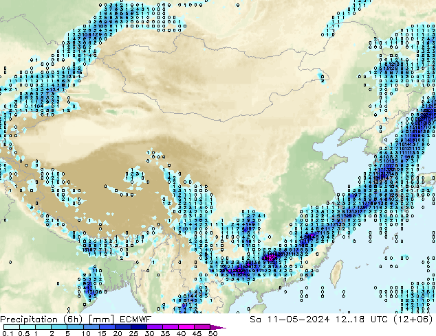 Z500/Rain (+SLP)/Z850 ECMWF 星期六 11.05.2024 18 UTC