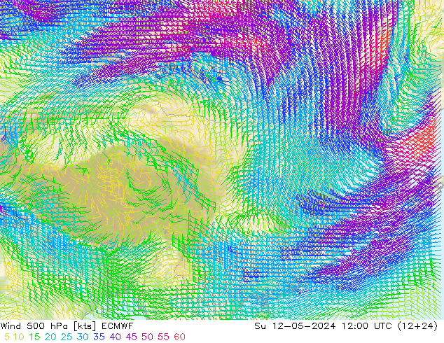 风 500 hPa ECMWF 星期日 12.05.2024 12 UTC