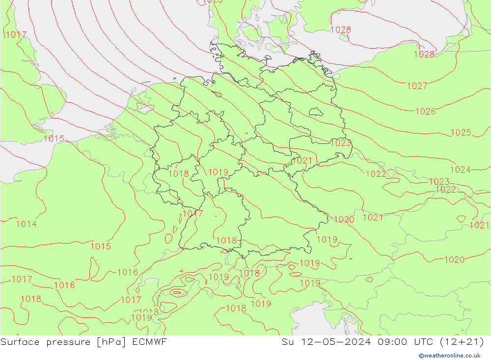 Bodendruck ECMWF So 12.05.2024 09 UTC
