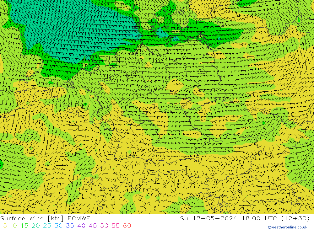 Surface wind ECMWF Su 12.05.2024 18 UTC