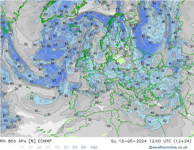 RH 850 hPa ECMWF So 12.05.2024 12 UTC