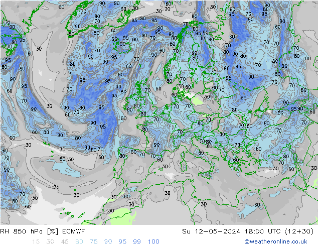 RH 850 hPa ECMWF So 12.05.2024 18 UTC