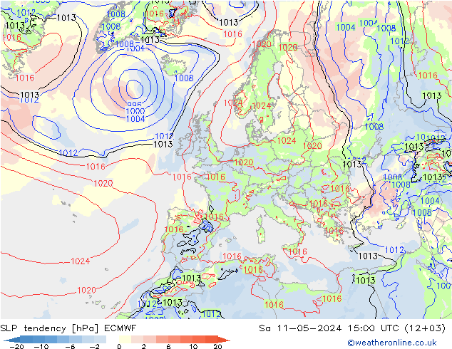 Tendencia de presión ECMWF sáb 11.05.2024 15 UTC