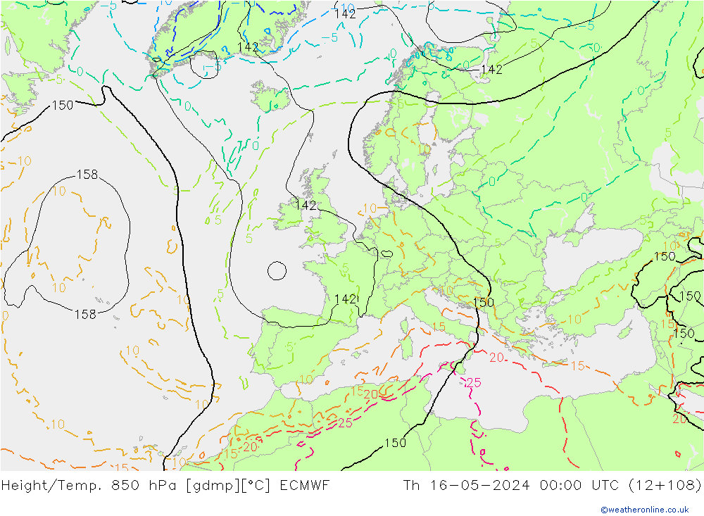 Z500/Rain (+SLP)/Z850 ECMWF jeu 16.05.2024 00 UTC
