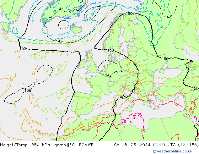 Z500/Regen(+SLP)/Z850 ECMWF za 18.05.2024 00 UTC