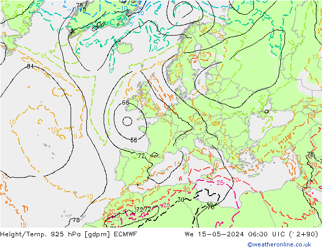 Height/Temp. 925 гПа ECMWF ср 15.05.2024 06 UTC