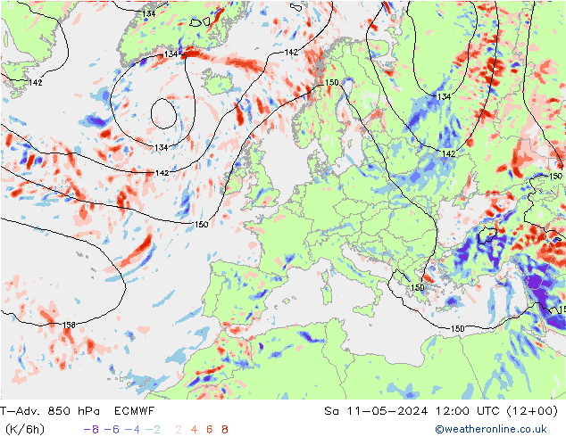 T-Adv. 850 hPa ECMWF za 11.05.2024 12 UTC